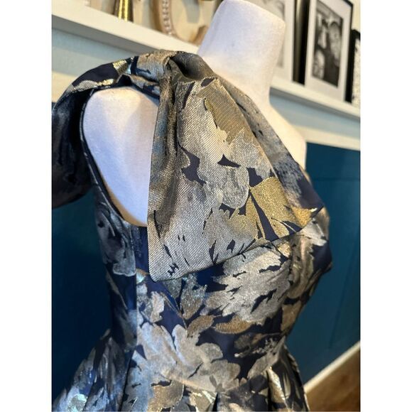 Eliza J Metallic Floral Asymmetric Gown - Picture 8 of 12